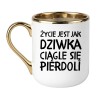 KUBEK "ŻYCIE JEST JAK DZIWKA CIĄGLE SIĘ PIERDOLI" ELEGANCKI