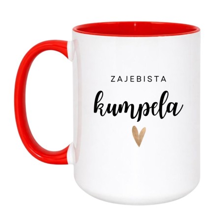 Kubek duży biało-czerwony 450 ml z napisem – kubek dla kumpeli z nadrukiem, śmieszny prezent.