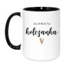 Kubek duży biało-czarny 450 ml z napisem – elegancki kubek dla koleżanki, idealny do biura.