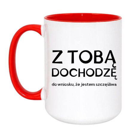 Kubek biało-czerwony 450 ml dwuznaczny jako zabawny prezent na Walentynki lub rocznicę.
