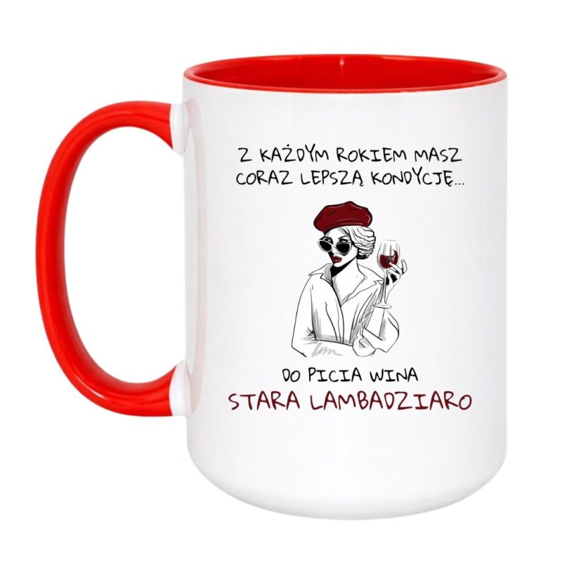 Kubek duży biało-czerwony 450 ml z nadrukiem – śmieszny kubek z napisem bez cenzury, bestseller.