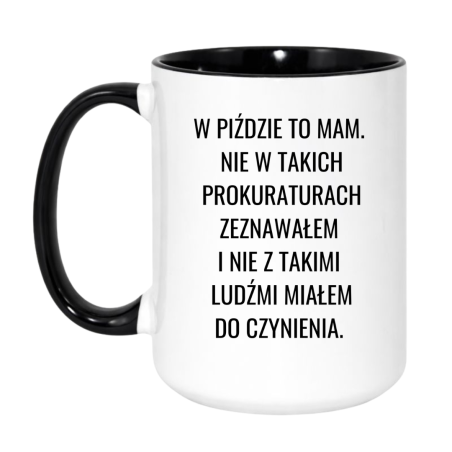 Kubek duży biało-czarny 450 ml z chamskim nadrukiem – kubek 450 ml biało-czarny z motywem, doskonały gadżet do pracy