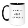 Kubek duży biało-czarny 450 ml z wulgarnym napisem – śmieszny kubek dla fanów mocnej kawy