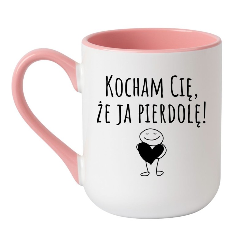 Miłosny kubek bez cenzury dla dorosłych z napisem „Kocham Cię, że ja pierdolę!”
