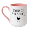 Miłosny kubek bez cenzury dla dorosłych z napisem „Kocham Cię, że ja pierdolę!”