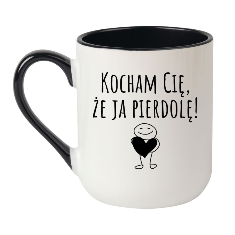 Miłosny kubek bez cenzury dla dorosłych z napisem „Kocham Cię, że ja pierdolę!”