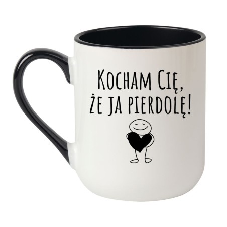 Miłosny kubek bez cenzury dla dorosłych z napisem „Kocham Cię, że ja pierdolę!”