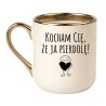 Miłosny kubek bez cenzury dla dorosłych z napisem „Kocham Cię, że ja pierdolę!”