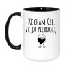 Miłosny kubek bez cenzury dla dorosłych z napisem „Kocham Cię, że ja pierdolę!”