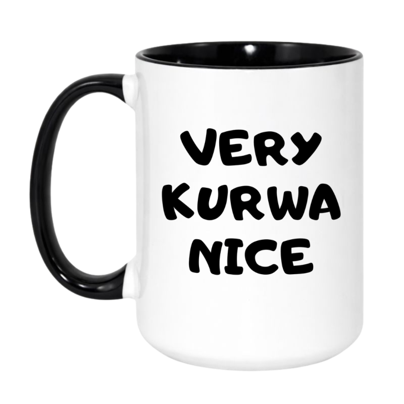 Kubek duży biało-czarny 450 ml z nadrukiem bez cenzury – humorystyczny prezent