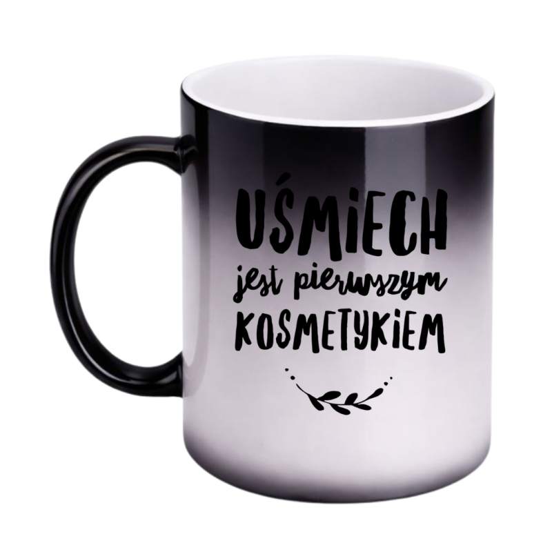 KUBEK „UŚMIECH JEST PIERWSZYM KOSMETYKIEM” MAGICZNY
