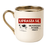 KUBEK "UPRASZA SIĘ NIE POPĘDZAĆ W CZASIE PRACY" ELEGANCKI KREMOWY