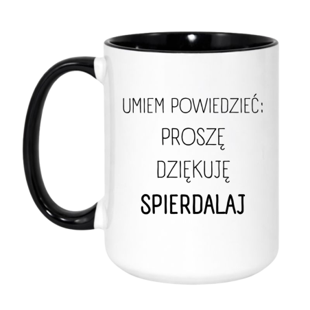 Kubek duży biało-czarny 450 ml z nadrukiem bez cenzury – chamski kubek dla fanów kawy