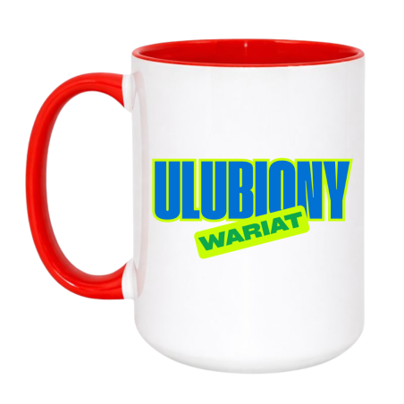Kubek duży biało-czerwony 450 ml ze śmieszną ilustracją – oryginalny kubek bez cenzury, świetny do biura i domu.