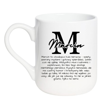 Personalizowany kubek z opisem imienia Marcin