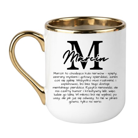 Personalizowany kubek z opisem imienia Marcin