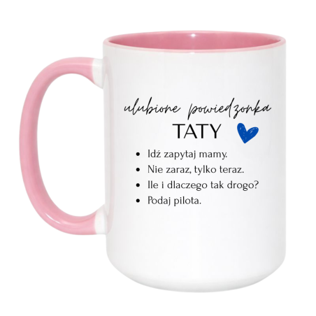 Kubek duży biało-różowy 450 ml z motywem i humorystycznym napisem, must-have dla biura