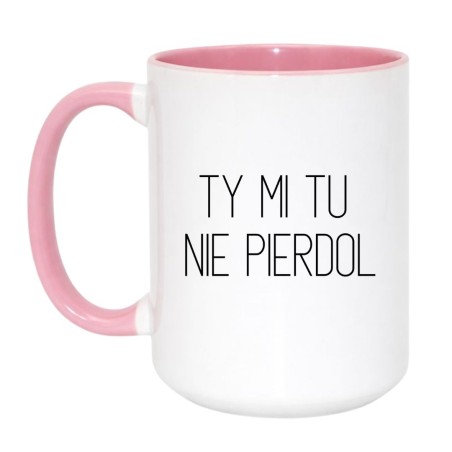 Kubek duży biało-różowy 450 ml z wulgarnym napisem – śmieszny kubek do kawy