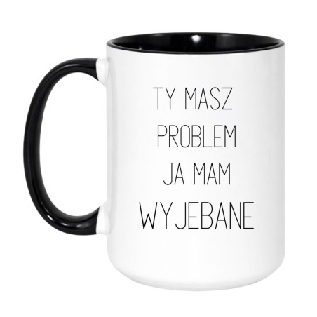 Kubek duży biało-czarny 450 ml z chamskim nadrukiem – must-have dla fanów mocnej kawy