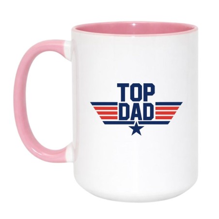 Kubek duży biało-różowy 450 ml z grafiką Top Dad – doskonały do domu