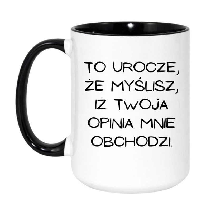 Kubek duży biało-czarny 450 ml z nadrukiem – humorystyczny kubek do biura