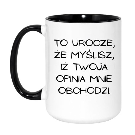 Kubek duży biało-czarny 450 ml z nadrukiem – humorystyczny kubek do biura