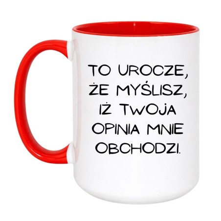 Kubek duży biało-czerwony 450 ml z nadrukiem – śmieszny kubek z przekazem