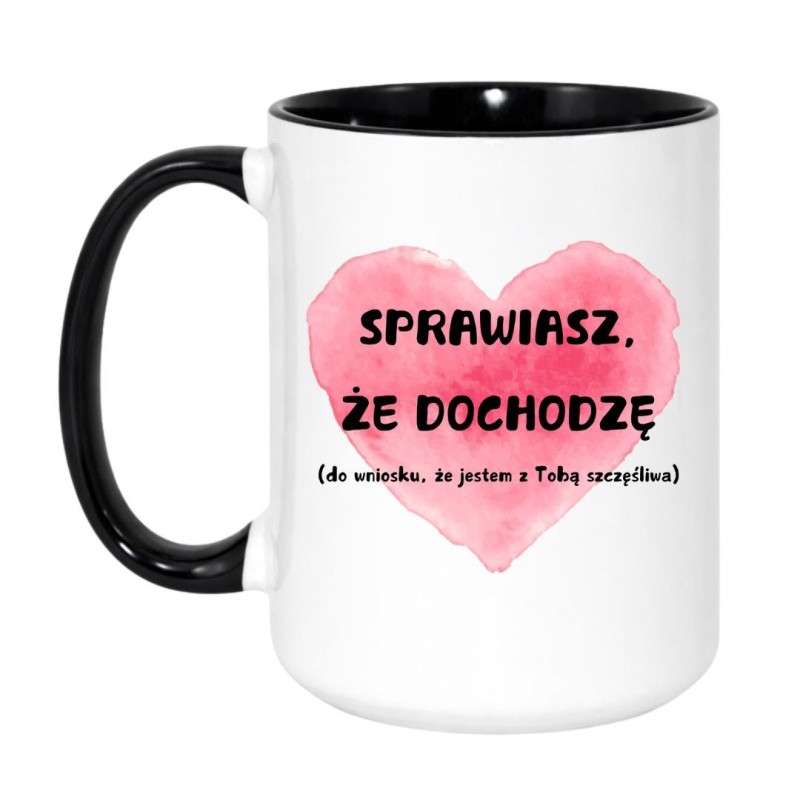 Kubek duży biało-czarny 450 ml z zabawnym motywem – śmieszny kubek dla kawosza