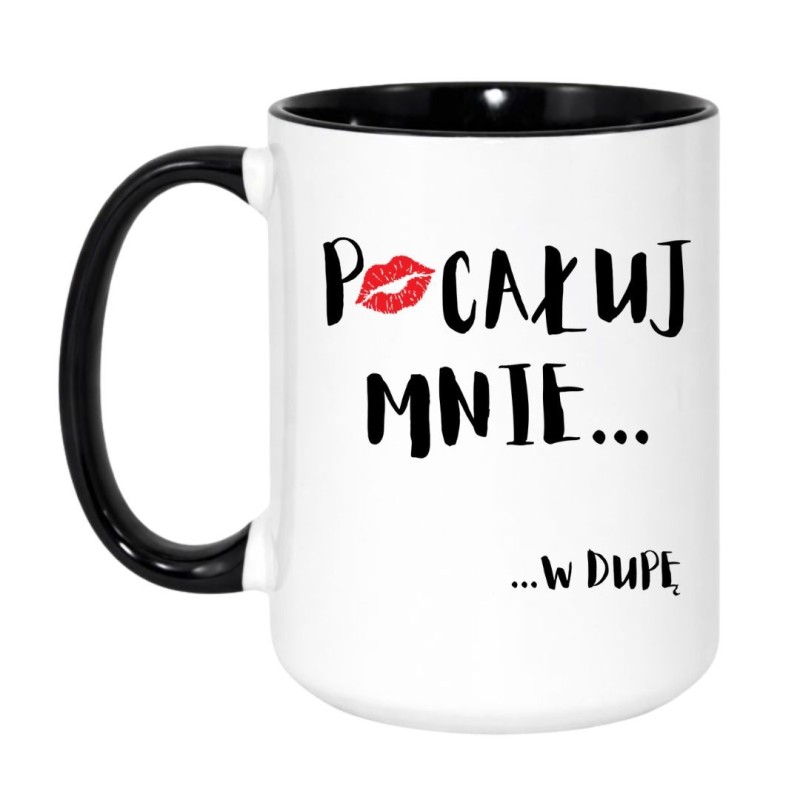 Kubek duży biało-czarny 450 ml z nadrukiem bez cenzury – humorystyczny gadżet do kawy