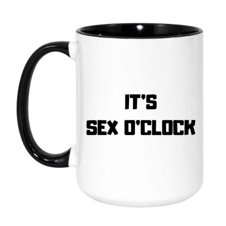 KUBEK 450 ML IT’S SEX O’CLOCK BIAŁO CZARNY