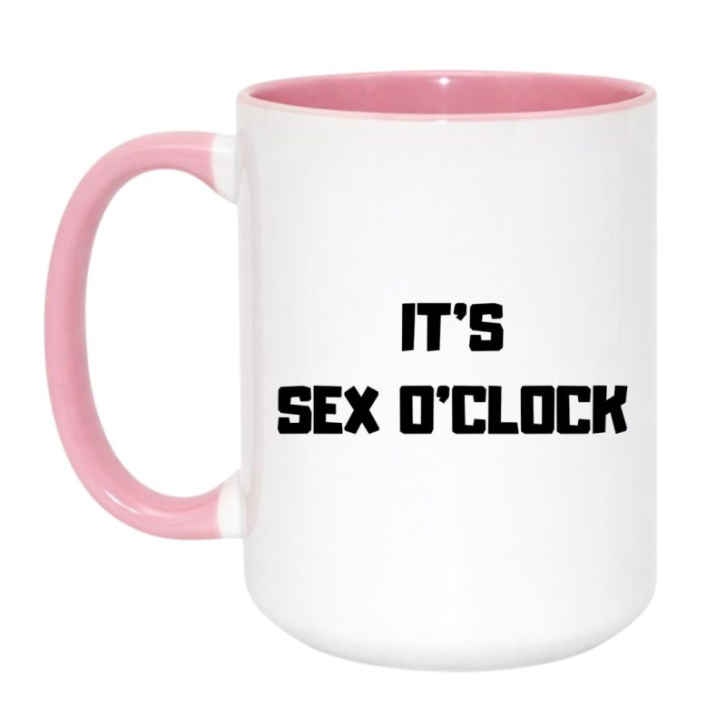 KUBEK 450 ML IT’S SEX O’CLOCK BIAŁO RÓŻOWY