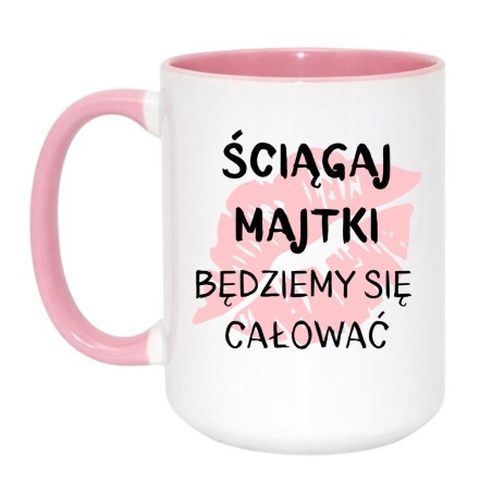 Kubek duży biało-różowy 450 ml z chamskim napisem – zabawny kubek do herbaty