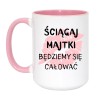 Kubek duży biało-różowy 450 ml z chamskim napisem – zabawny kubek do herbaty