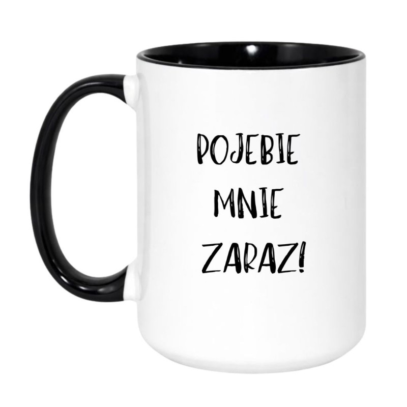 Kubek duży biało-czarny 450 ml z chamskim napisem – must-have dla fanów kawy