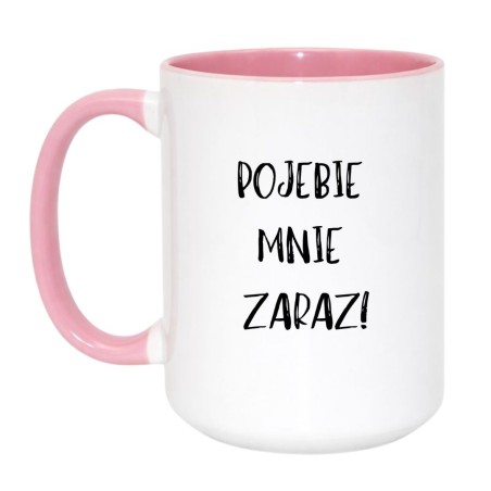 Kubek duży biało-różowy 450 ml z nadrukiem bez cenzury – śmieszny kubek do pracy