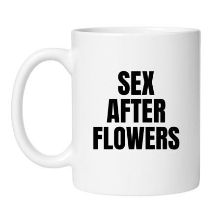kubek ceramiczny Sex After Flowers z odważnym napisem