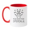 Biało czerwony kubek MOJA AURA MÓWI SPIERDALAJ