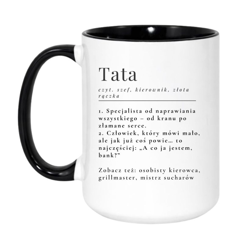 Duży kubek biało-czarny 450 ml z humorystycznym nadrukiem — must-have