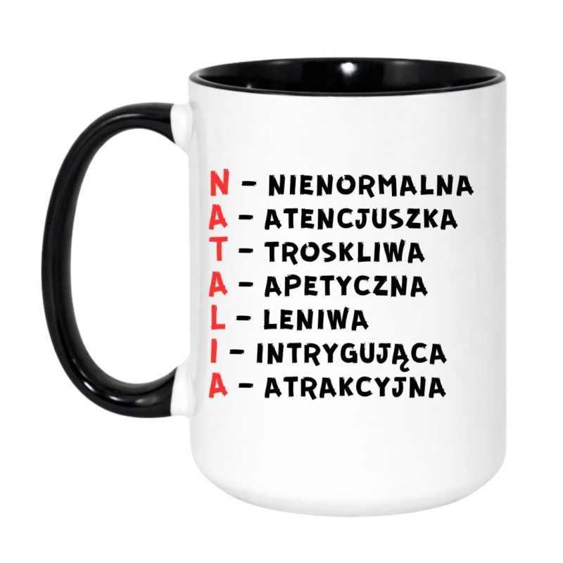 Duży kubek z imieniem Natalia akronimy