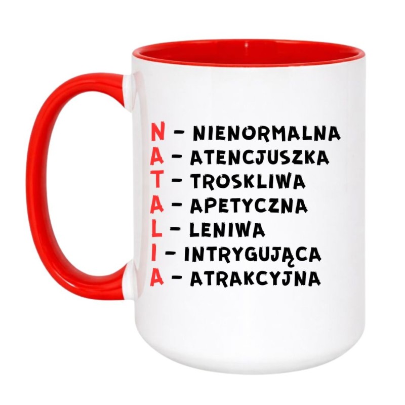 Duży kubek z imieniem Natalia akronimy
