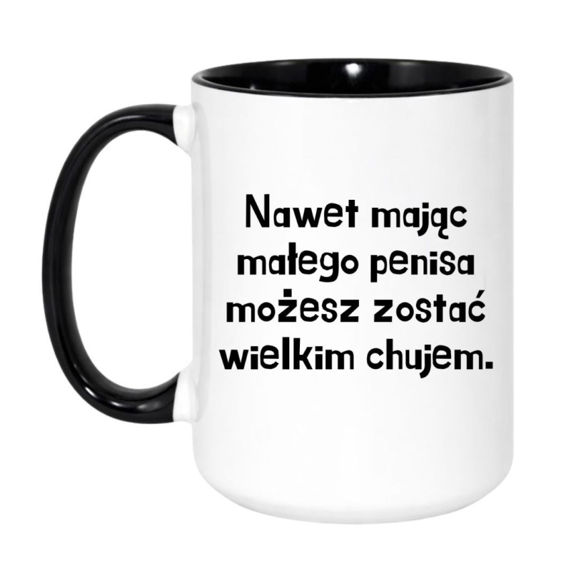 Kubek duży biało-czarny 450 ml z nadrukiem bez cenzury – mocny przekaz do biura