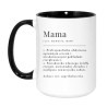 Duży kubek biało-czarny 450 ml z humorystycznym wzorem o mamie — idealny do biura