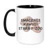 Kubek duży biało-czarny 450 ml z wulgarnym nadrukiem – doskonały gadżet dla dorosłych