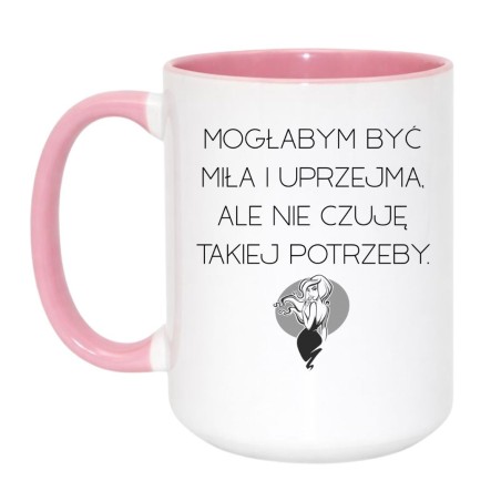 Kubek biało-różowy 450 ml z zabawnym tekstem dla najlepszej przyjaciółki lub współpracowniczki.