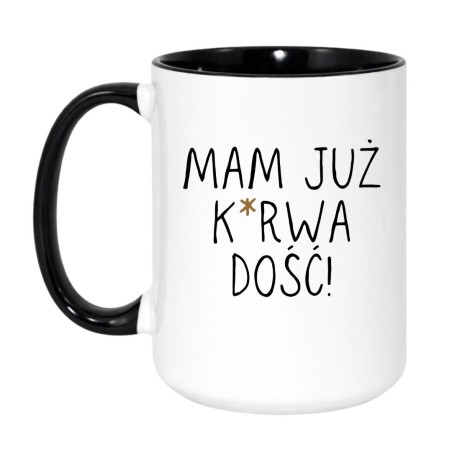 Kubek duży biało-czarny 450 ml z wulgarnym nadrukiem – humorystyczny kubek do biura