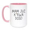 Kubek duży biało-różowy 450 ml z chamskim napisem – doskonały gadżet do pracy