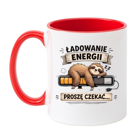 gadżet biurowy z grafiką leniwca i paskiem ładowania