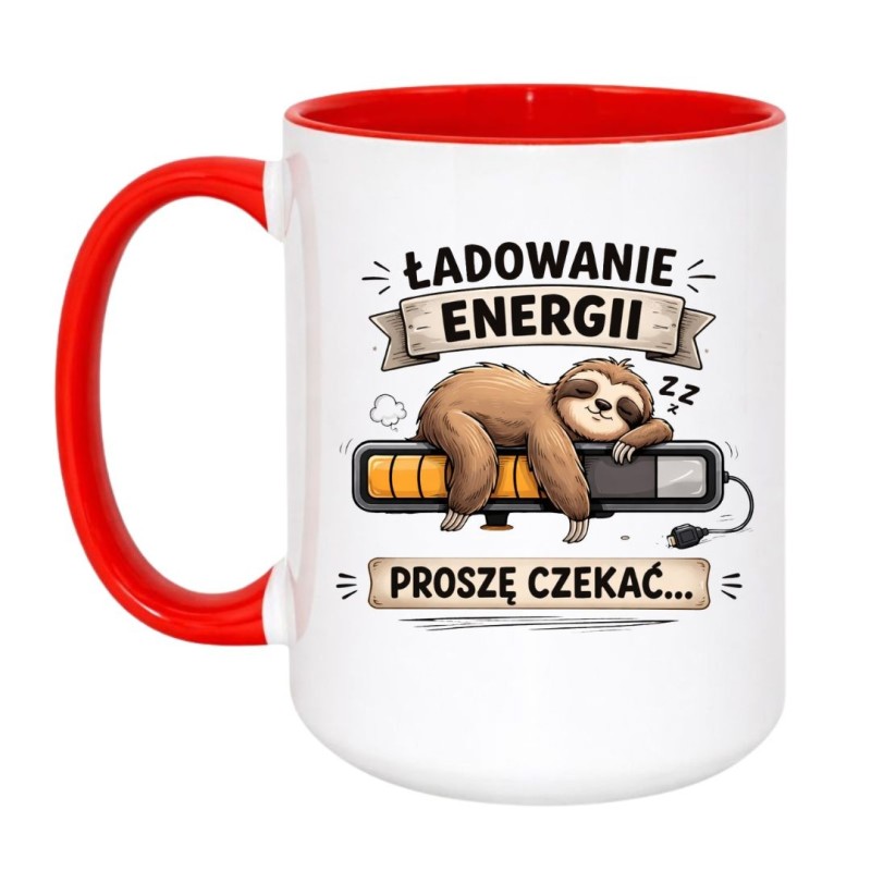 ceramiczny kubek biurowy z grafiką baterii
