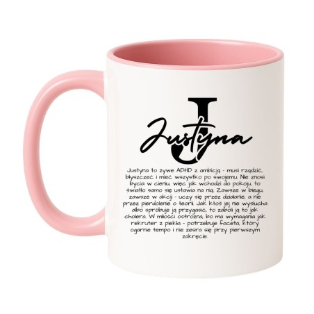 Kubek personalizowany dla Justyny na urodziny
