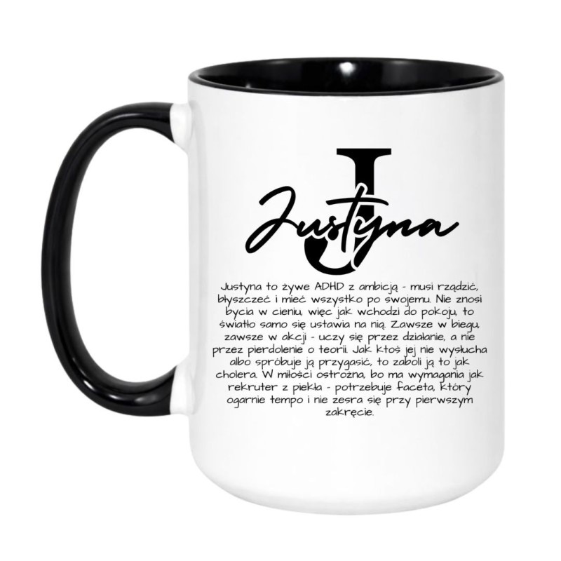 Kubek personalizowany z imieniem Justyna opis